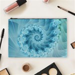 Silky Blue Spiral Fractal Cosmetic Bag (Large)