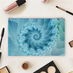 Silky Blue Spiral Fractal Cosmetic Bag (Large) from ArtsNow.com Back