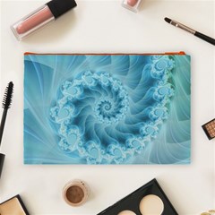 Silky Blue Spiral Fractal Cosmetic Bag (Large) from ArtsNow.com Back