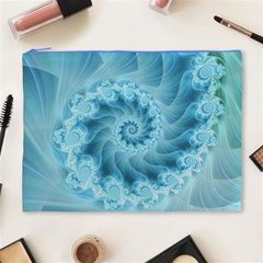 Silky Blue Spiral Fractal Cosmetic Bag (XL) from ArtsNow.com Front