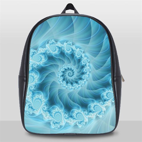 Silky Blue Spiral Fractal School Bag (Large) from ArtsNow.com Front