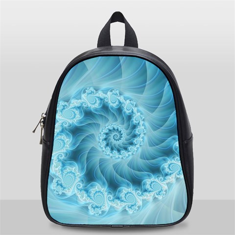 Silky Blue Spiral Fractal School Bag (Small) from ArtsNow.com Front