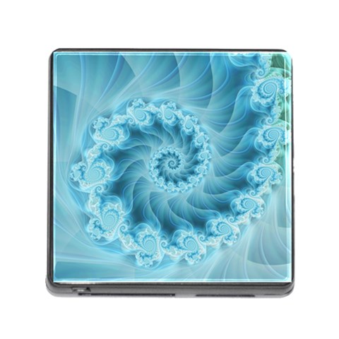 Silky Blue Spiral Fractal Memory Card Reader (Square) from ArtsNow.com Front