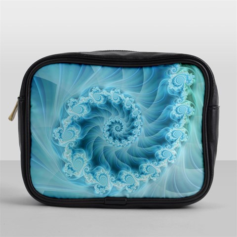 Silky Blue Spiral Fractal Mini Toiletries Bag (One Side) from ArtsNow.com Front