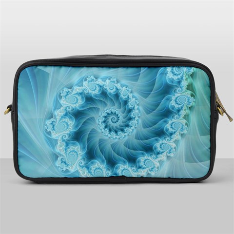 Silky Blue Spiral Fractal Toiletries Bag (One Side) from ArtsNow.com Front