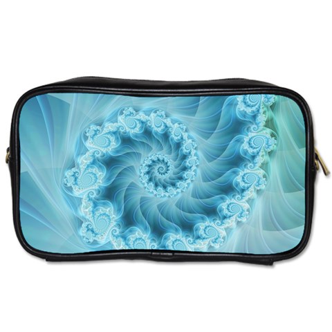 Silky Blue Spiral Fractal Toiletries Bag (Two Sides) from ArtsNow.com Front