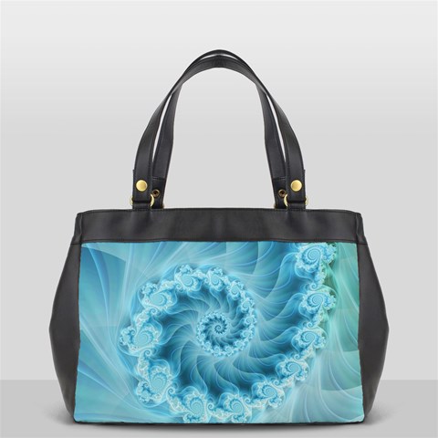 Silky Blue Spiral Fractal Oversize Office Handbag from ArtsNow.com Front