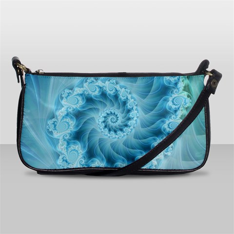 Silky Blue Spiral Fractal Shoulder Clutch Bag from ArtsNow.com Front