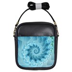 Silky Blue Spiral Fractal Girls Sling Bag