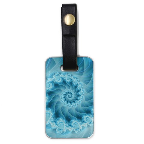 Silky Blue Spiral Fractal Luggage Tag (one side) from ArtsNow.com Front