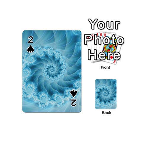 Silky Blue Spiral Fractal Playing Cards 54 (Mini) from ArtsNow.com Front - Spade2