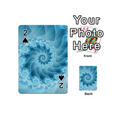 Silky Blue Spiral Fractal Playing Cards 54 (Mini) from ArtsNow.com Front - Spade2