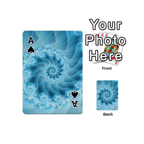 Ace Silky Blue Spiral Fractal Playing Cards 54 (Mini) from ArtsNow.com Front - SpadeA