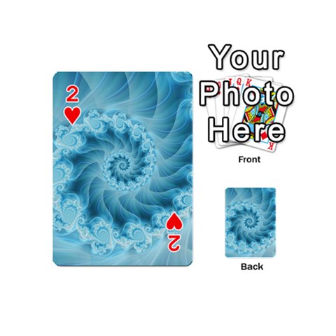 Silky Blue Spiral Fractal Playing Cards 54 (Mini) from ArtsNow.com Front - Heart2