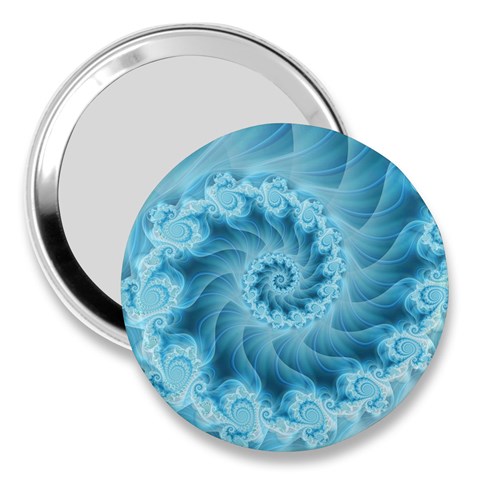 Silky Blue Spiral Fractal 3  Handbag Mirror from ArtsNow.com Front