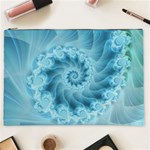 Silky Blue Spiral Fractal Cosmetic Bag (XXL)