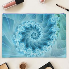 Silky Blue Spiral Fractal Cosmetic Bag (XXL) from ArtsNow.com Back