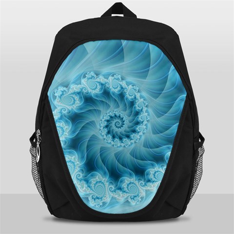 Silky Blue Spiral Fractal Backpack Bag from ArtsNow.com Front