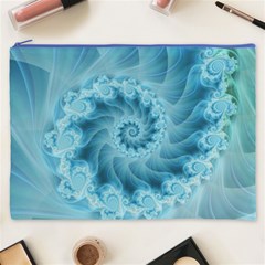 Silky Blue Spiral Fractal Cosmetic Bag (XXXL) from ArtsNow.com Front