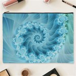 Silky Blue Spiral Fractal Cosmetic Bag (XXXL)