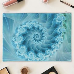 Silky Blue Spiral Fractal Cosmetic Bag (XXXL) from ArtsNow.com Back