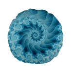 Silky Blue Spiral Fractal Standard 15  Premium Round Cushion 