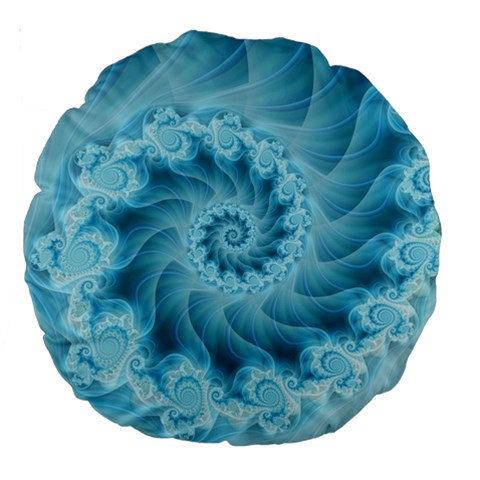 Silky Blue Spiral Fractal Large 18  Premium Round Cushion  from ArtsNow.com Front