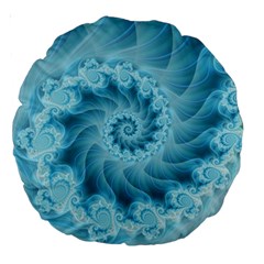 Silky Blue Spiral Fractal Large 18  Premium Round Cushion  from ArtsNow.com Front