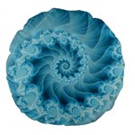 Silky Blue Spiral Fractal Large 18  Premium Round Cushion 