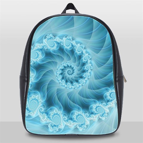 Silky Blue Spiral Fractal School Bag (XL) from ArtsNow.com Front