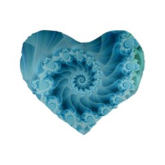 Silky Blue Spiral Fractal Standard 16  Premium Heart Shape Cushion  from ArtsNow.com Front