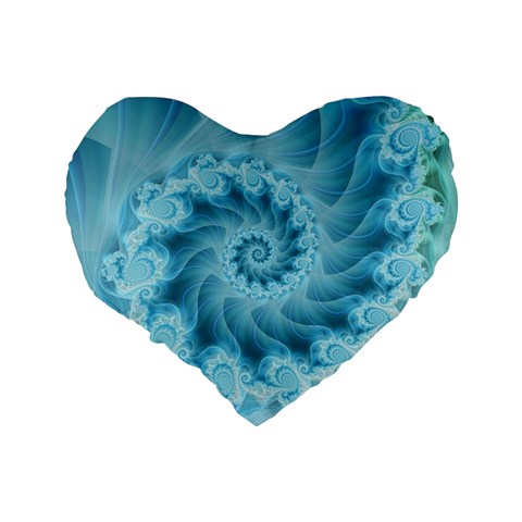 Silky Blue Spiral Fractal Standard 16  Premium Heart Shape Cushion  from ArtsNow.com Back