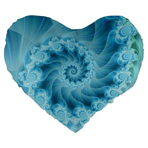 Silky Blue Spiral Fractal Large 19  Premium Heart Shape Cushion from ArtsNow.com Front