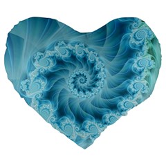 Silky Blue Spiral Fractal Large 19  Premium Heart Shape Cushion from ArtsNow.com Front