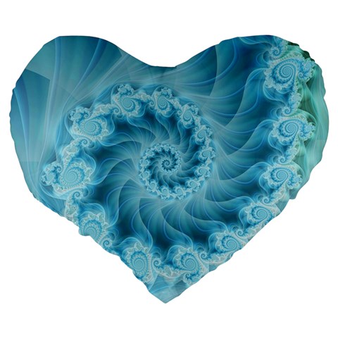 Silky Blue Spiral Fractal Large 19  Premium Heart Shape Cushion from ArtsNow.com Back