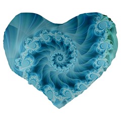 Silky Blue Spiral Fractal Large 19  Premium Heart Shape Cushion from ArtsNow.com Back