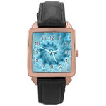 Silky Blue Spiral Fractal Rose Gold Leather Watch 