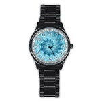 Silky Blue Spiral Fractal Stainless Steel Round Watch