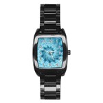 Silky Blue Spiral Fractal Stainless Steel Barrel Watch