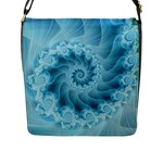 Silky Blue Spiral Fractal Flap Closure Messenger Bag (L)