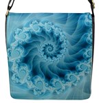 Silky Blue Spiral Fractal Flap Closure Messenger Bag (S)