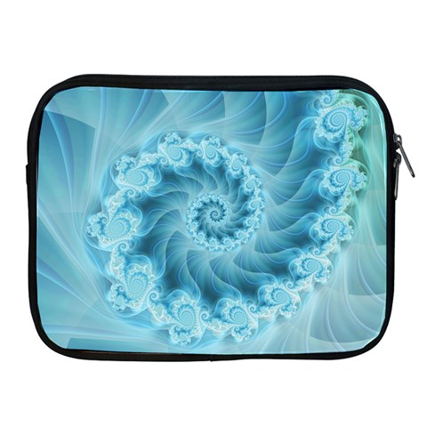 Silky Blue Spiral Fractal Apple iPad 2/3/4 Zipper Case from ArtsNow.com Front