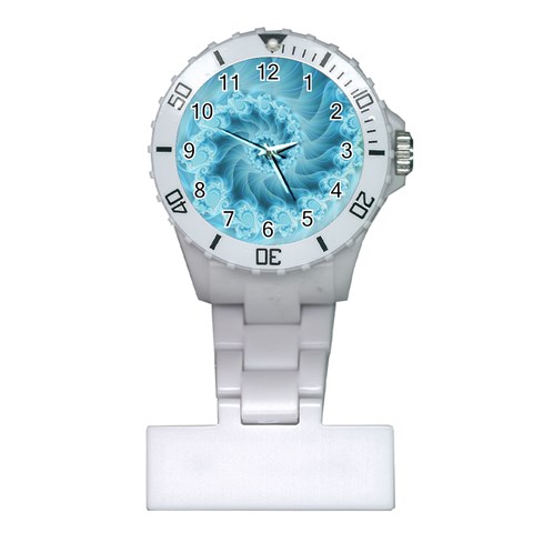 Silky Blue Spiral Fractal Plastic Nurses Watch from ArtsNow.com Front