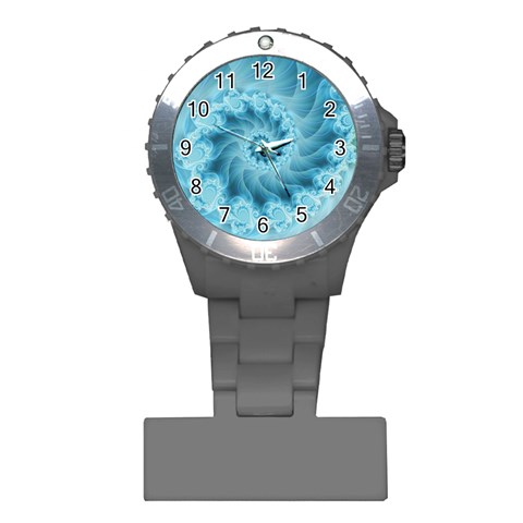 Silky Blue Spiral Fractal Plastic Nurses Watch from ArtsNow.com Front