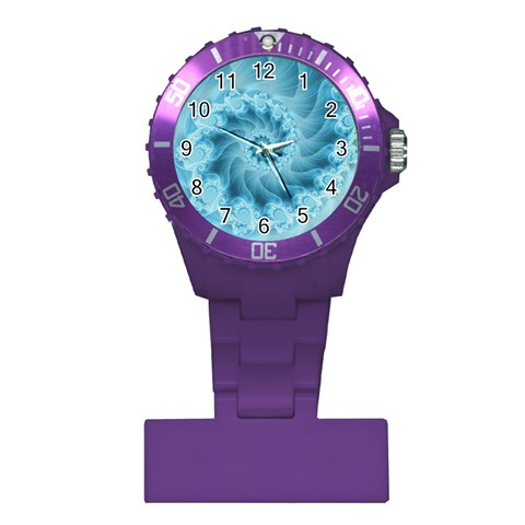 Silky Blue Spiral Fractal Plastic Nurses Watch from ArtsNow.com Front