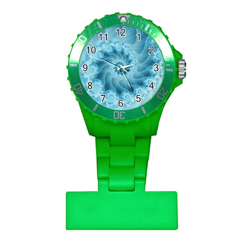 Silky Blue Spiral Fractal Plastic Nurses Watch from ArtsNow.com Front