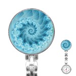 Silky Blue Spiral Fractal Stainless Steel Nurses Watch