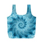 Silky Blue Spiral Fractal Full Print Recycle Bag (M)