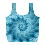 Silky Blue Spiral Fractal Full Print Recycle Bag (L)