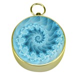 Silky Blue Spiral Fractal Gold Compass